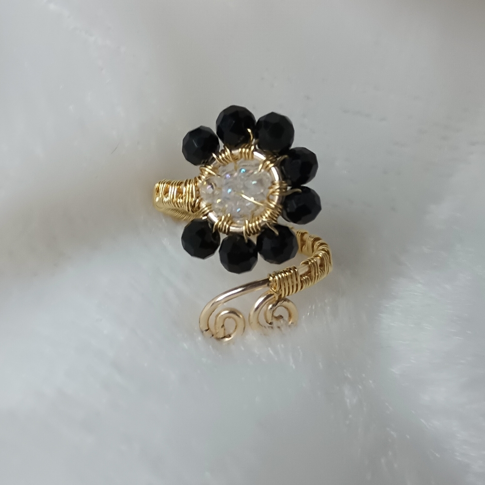 Handmade Wire Wrapped Crystal Ring Size 6 adjustable to 7